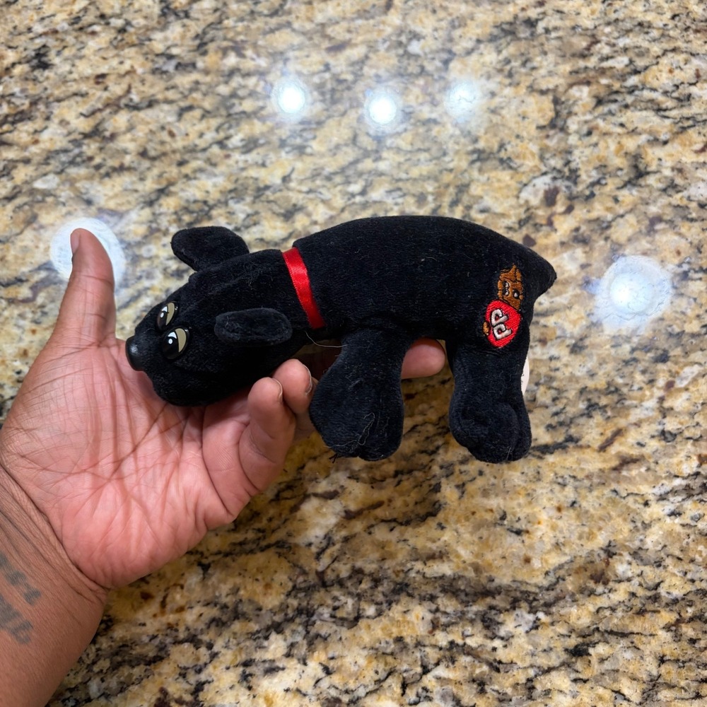 Vintage 1986 Tonka Pound Puppies Black Dog Plush Red Collar 9682 Retro Toy